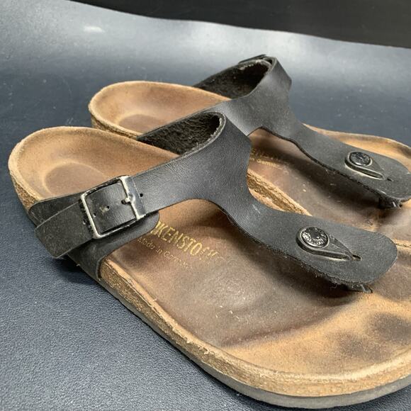 Birkenstock Gizeh Women's Sz US 7 EU 38 Black Thong Leather Sandals shoes - Picture 8 of 10
